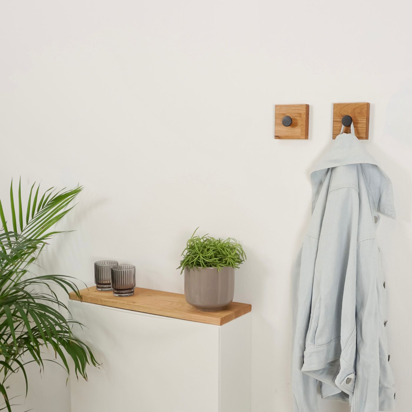 Garderobenhaken aus Eichenholz, 2er Set