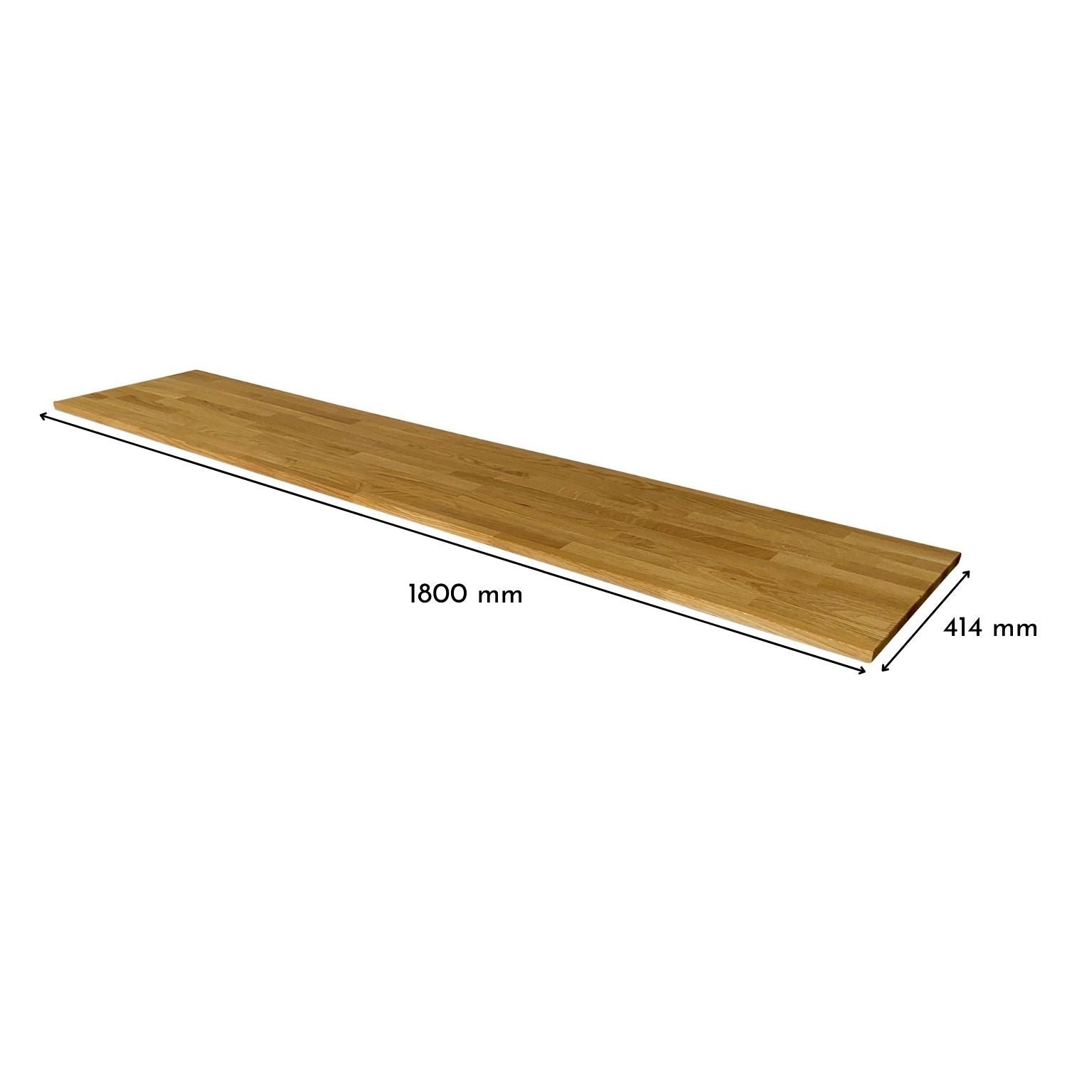 Besta 3 breit mit Massivholzdeckplatte in Eiche Natur geölt in 19 mm Stärke mit Bemaßung 1800 mm x 414 mm