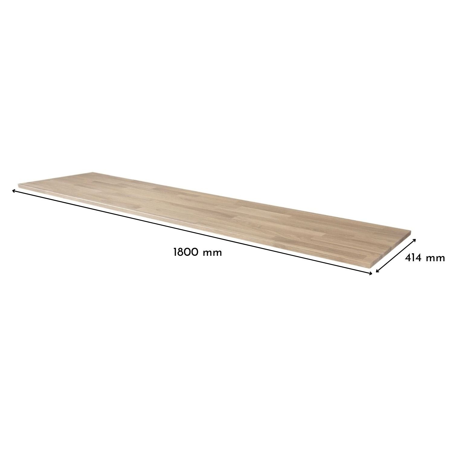 Besta 3 breit mit Massivholzdeckplatte in Eiche Weiß geölt in 26 mm Stärke mit Bemaßung 1800 mm x 414 mm