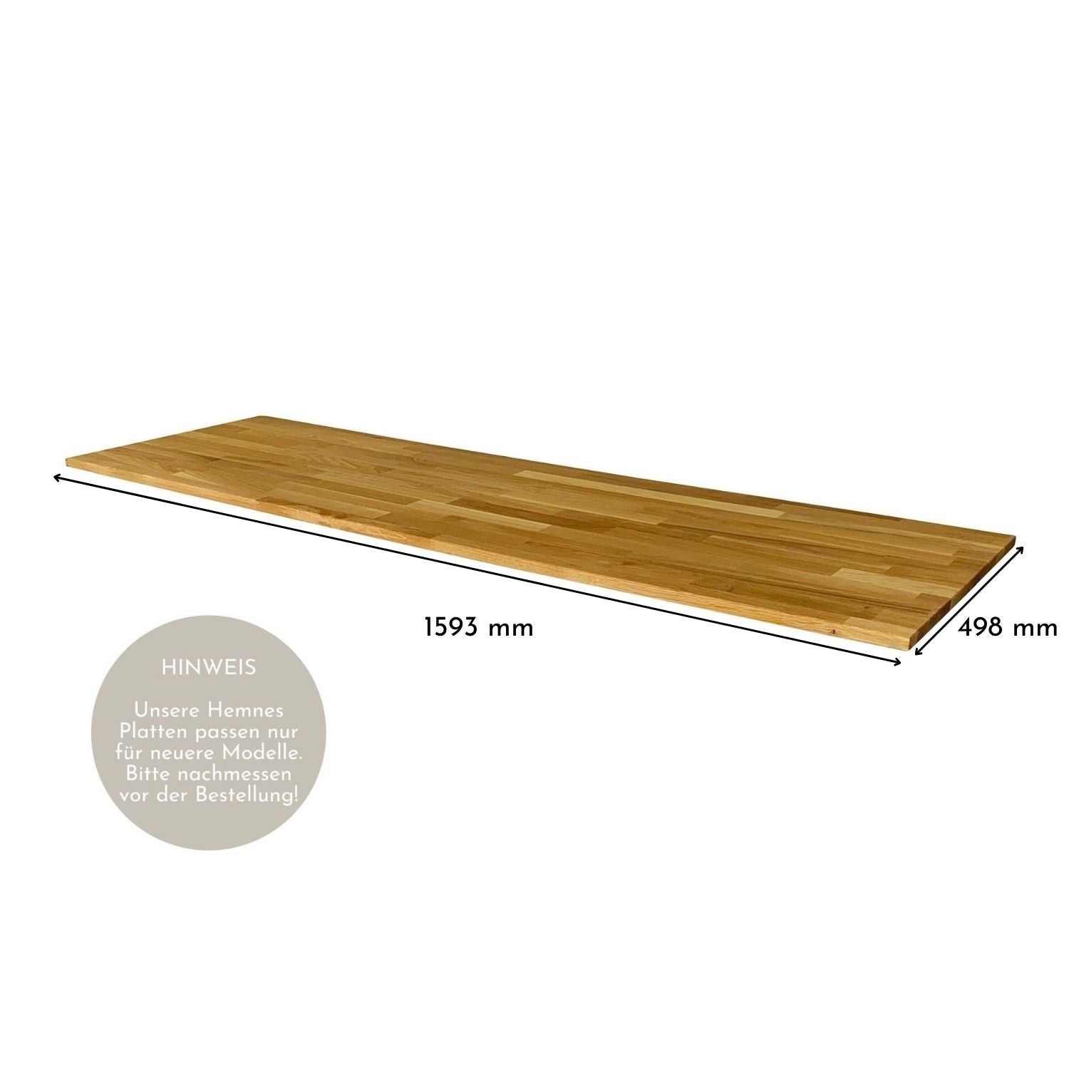 Deckplatte in Eiche Natur für Ikea Hemnes Kommode mit 8 Schubladen