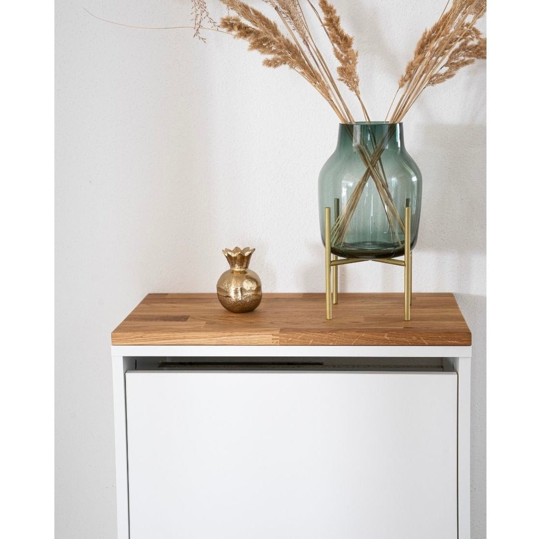 Ikea Bissa 1 mit Holzplatte in Eiche Natur im Wohnbeispiel im Detail