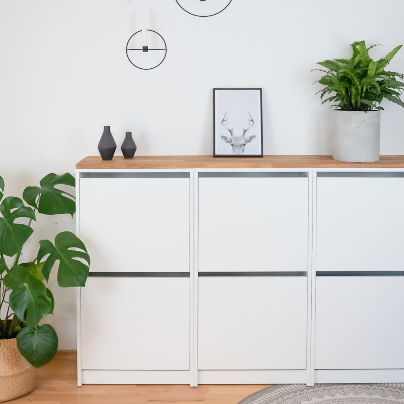 IKEA BISSA Schuhschrank 3 mit Deckplatte Eiche