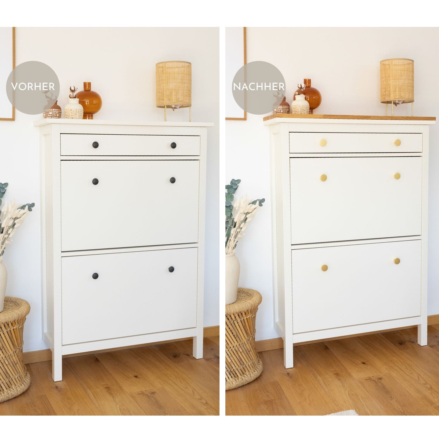 Upcycling Set für IKEA Hemnes Schuhschrank mit 2 Fächern, 7-teilig - OMFORMO