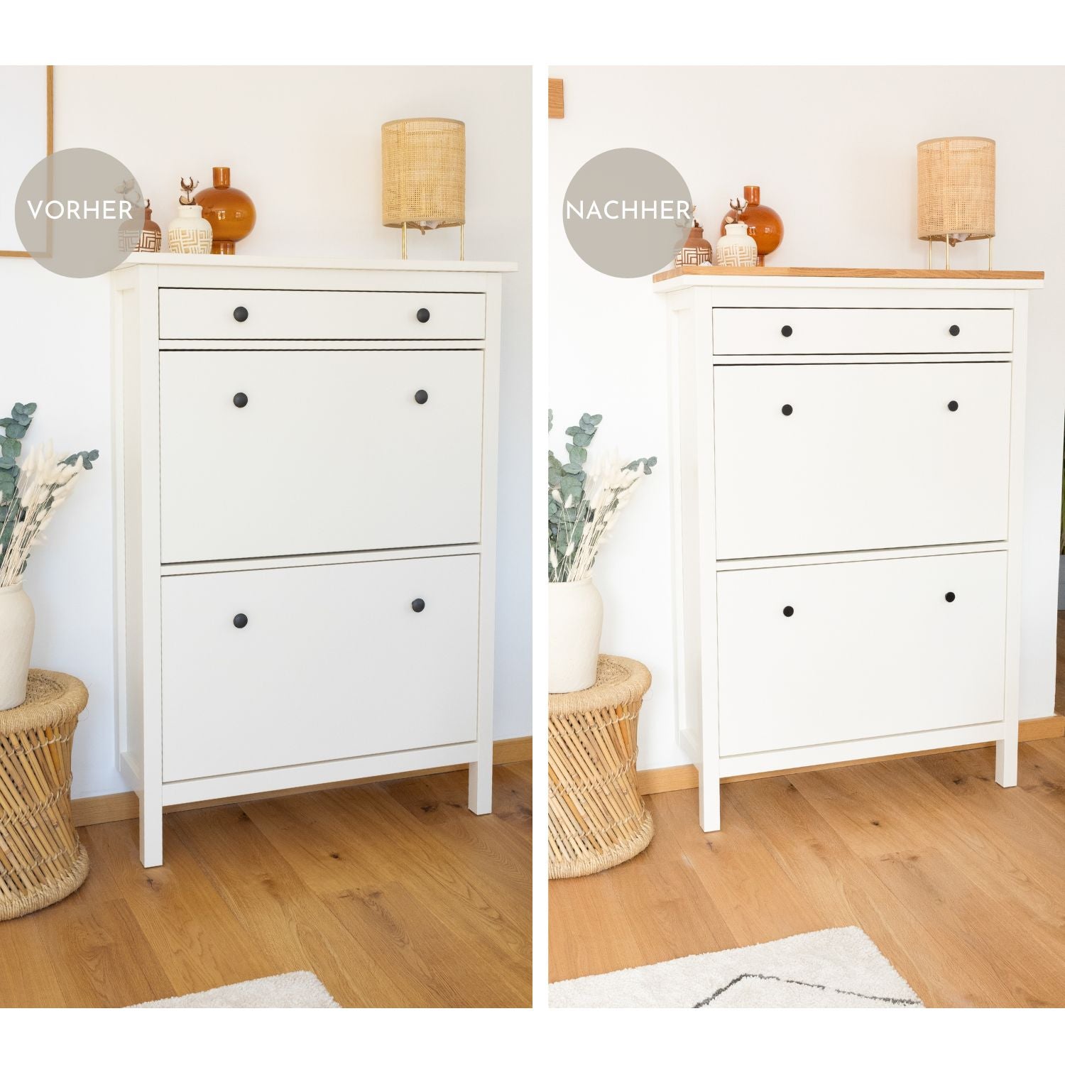 Upcycling Set für IKEA Hemnes Schuhschrank mit 2 Fächern, 7-teilig - OMFORMO