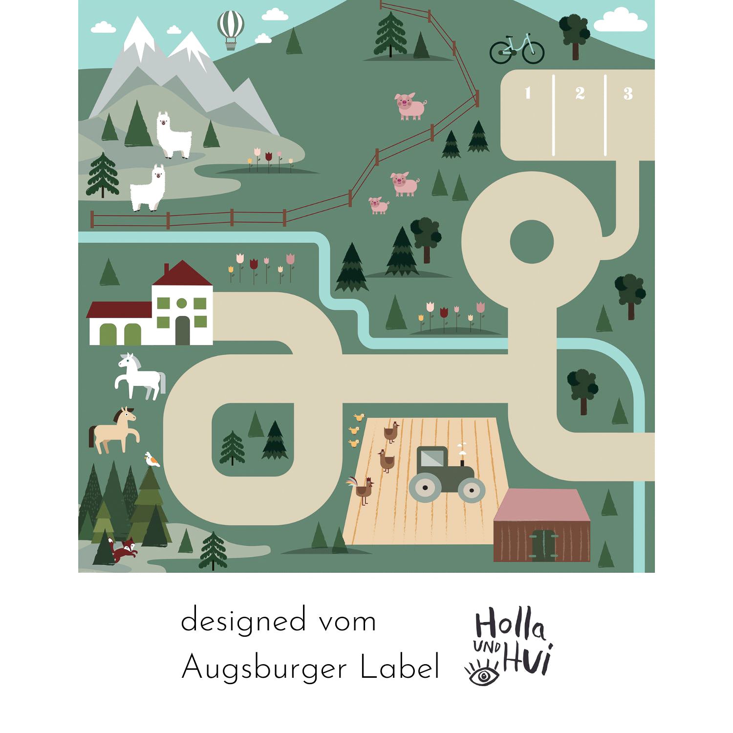 Klebefolie Spielstraße Land grün für Ikea Lack Tisch, Motiv komplett