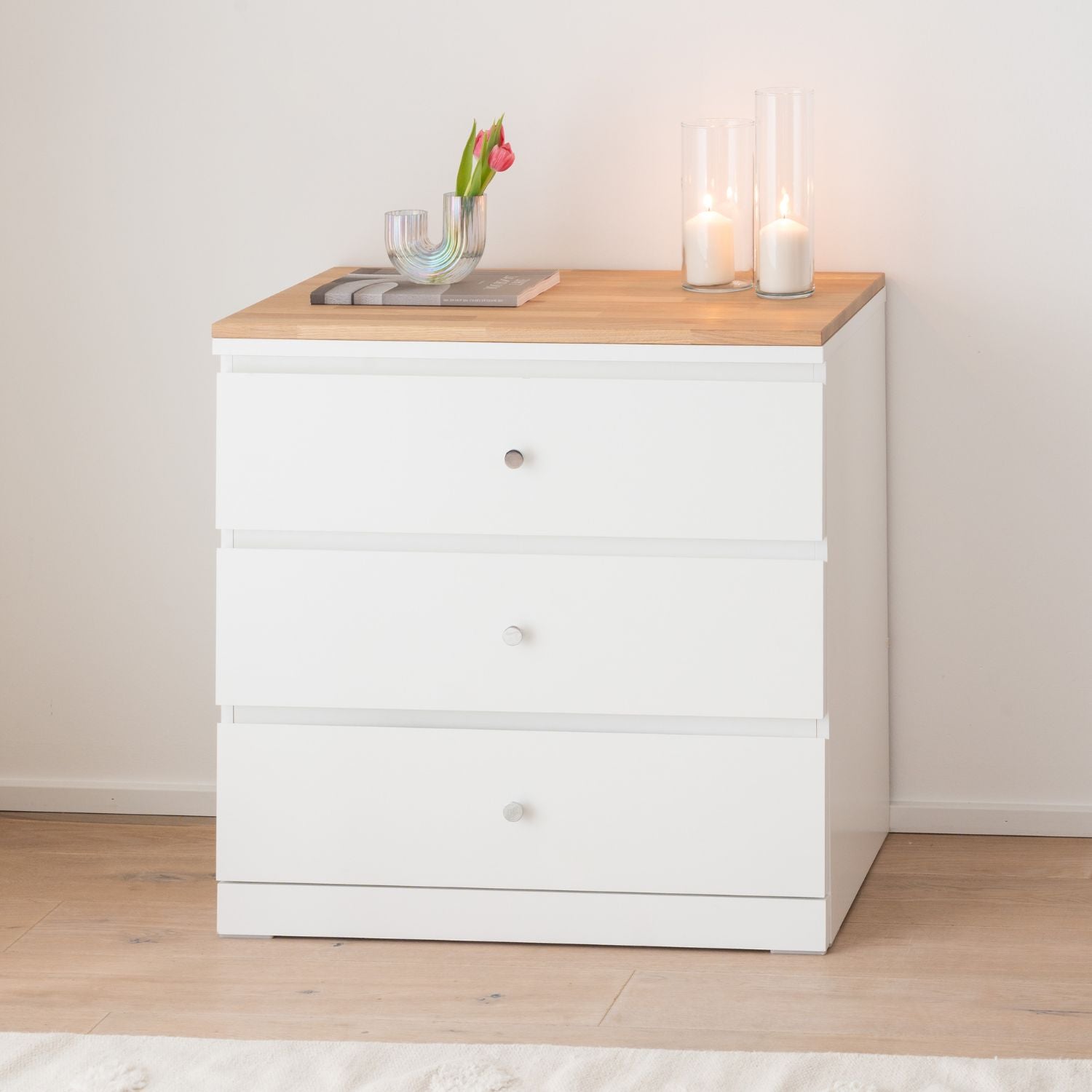 Möbelknöpfe Nappi Chrom an Ikea Malm Kommode