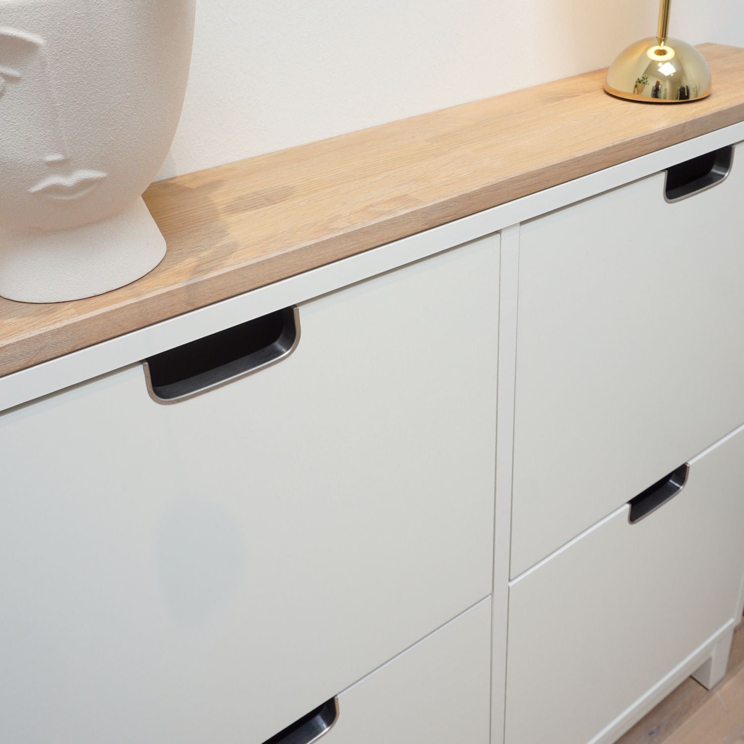 Ikea Ställ Schuhschrank mit Deckplatte Eiche Weiß geölt - Detailbild vom Holz