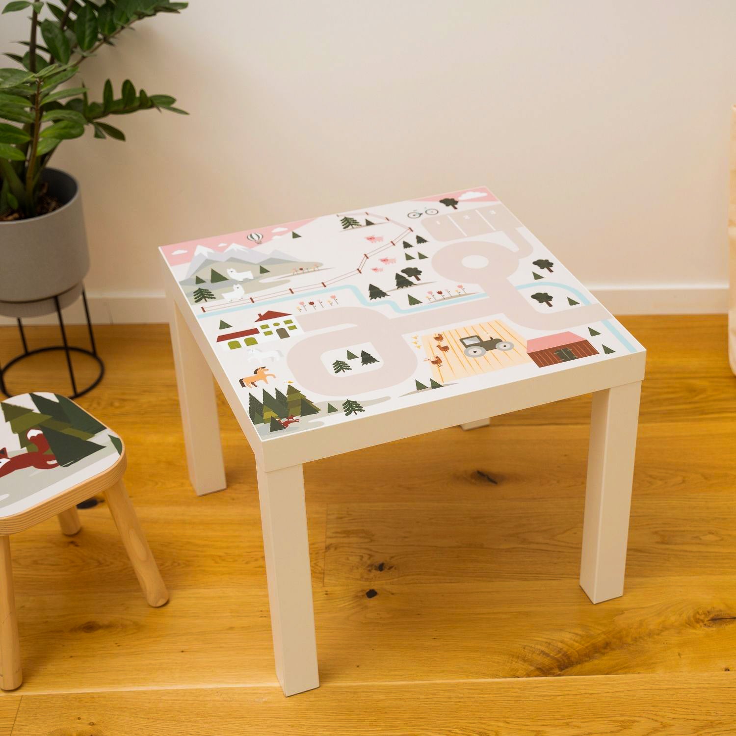 Klebefolie Spielstraße Land rosa für Ikea Lack Tisch