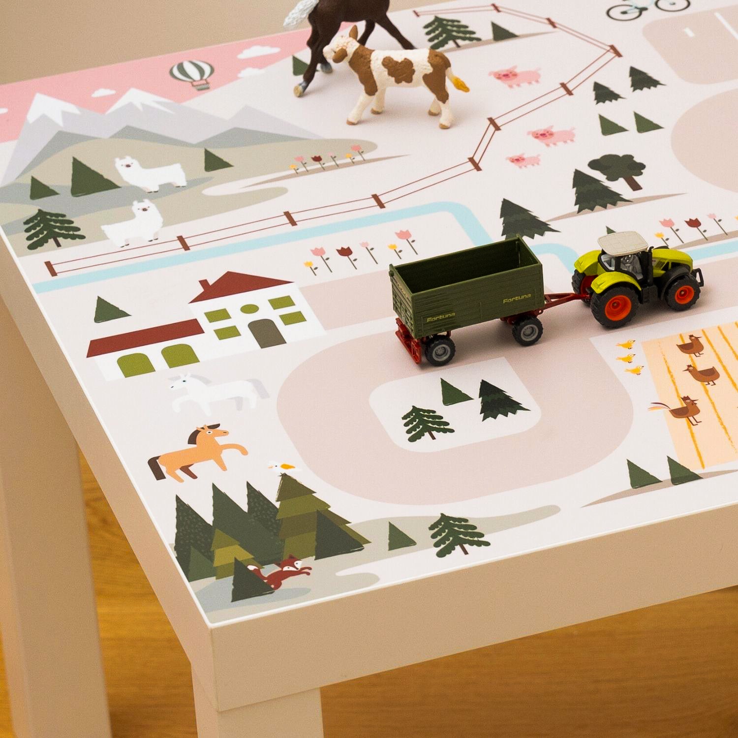Klebefolie Spielstraße Land rosa für Ikea Lack Tisch, Detail 2