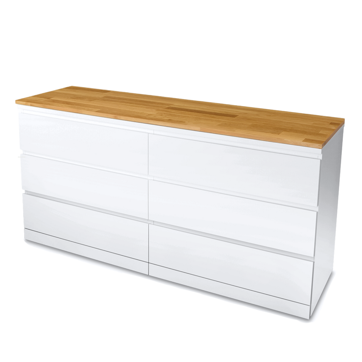 Ikea Malm Kommode mit Deckplatte aus Eichenholz, Natur geölt, Freistellbild