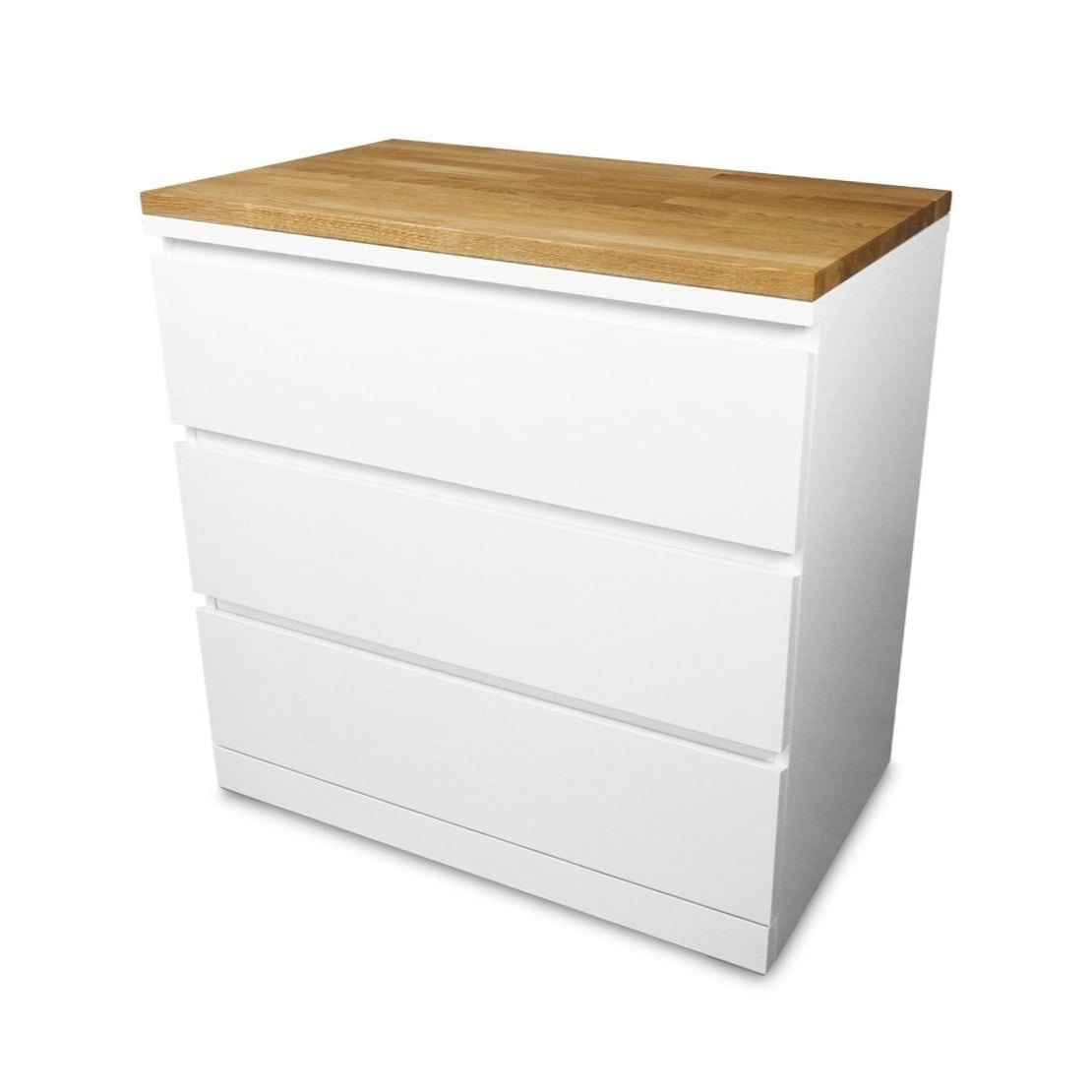 Malm Kommode mit Massivholzdeckplatte aus Eiche Natur geölt in 26 mm Stärke Freistellbild