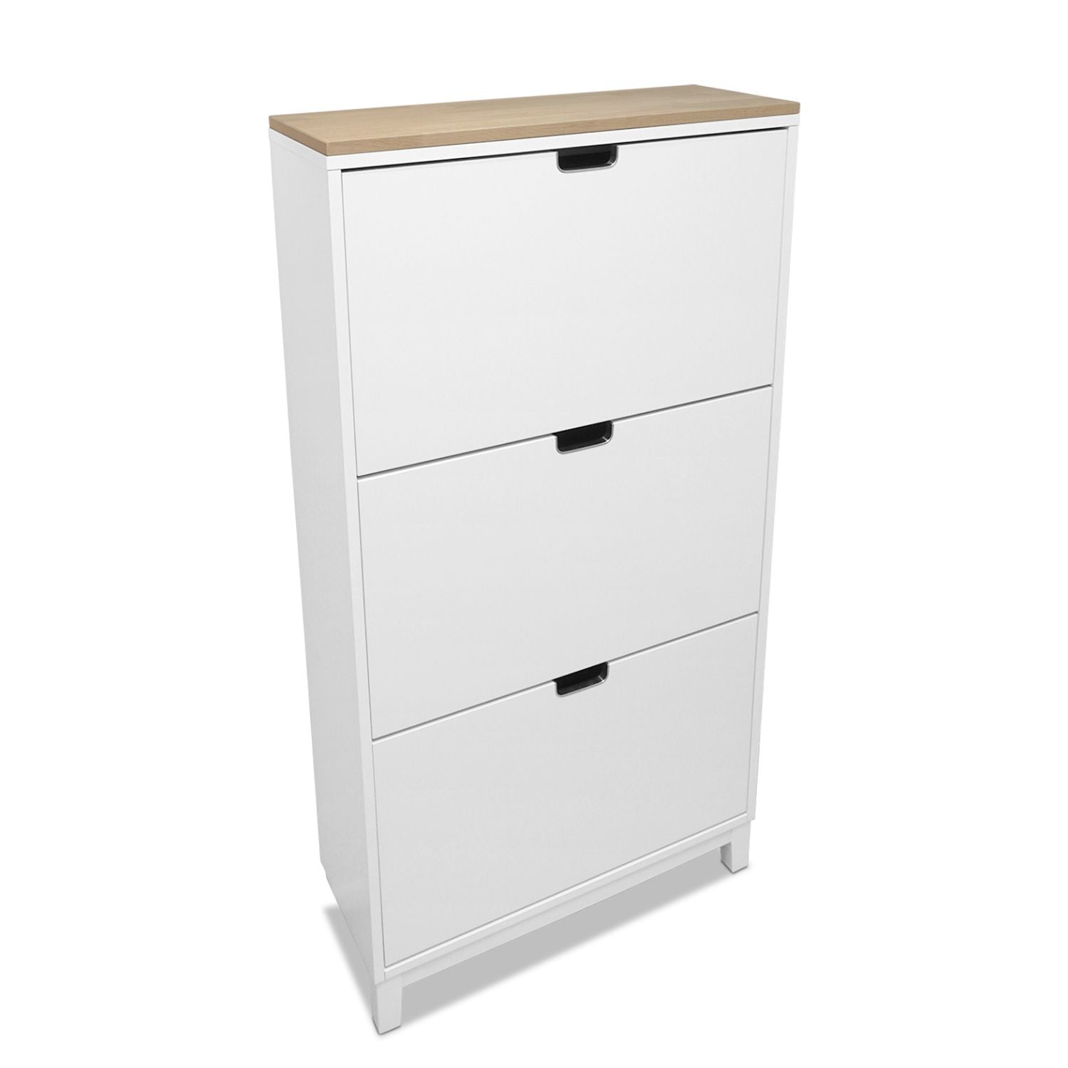 Ikea Ställ Schuhschrank mit Holzplatte Weiß Natur