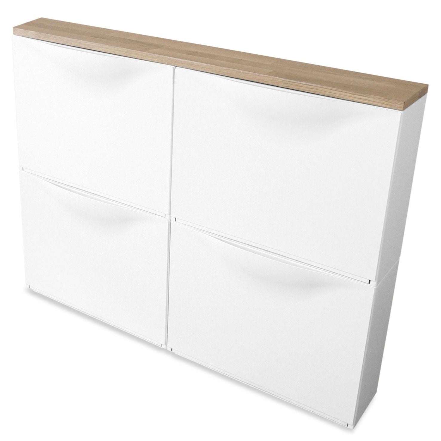 Ikea Trones Schuhschrank 2 Fächer breit mit Deckplatte in Eiche Weiß geölt