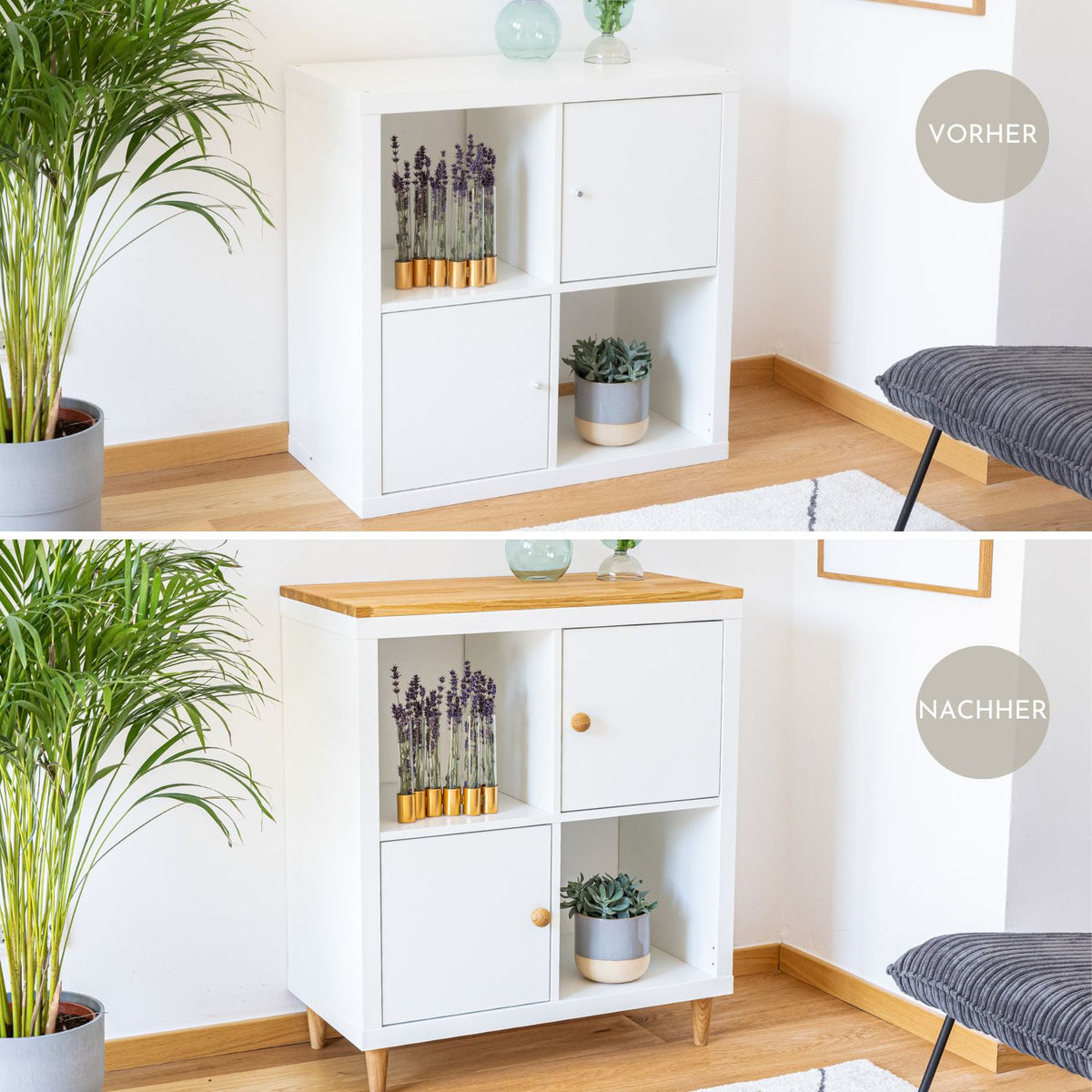 Upcycling Set für IKEA Kallax Regal 2 Fächer breit, 7-teilig - OMFORMO
