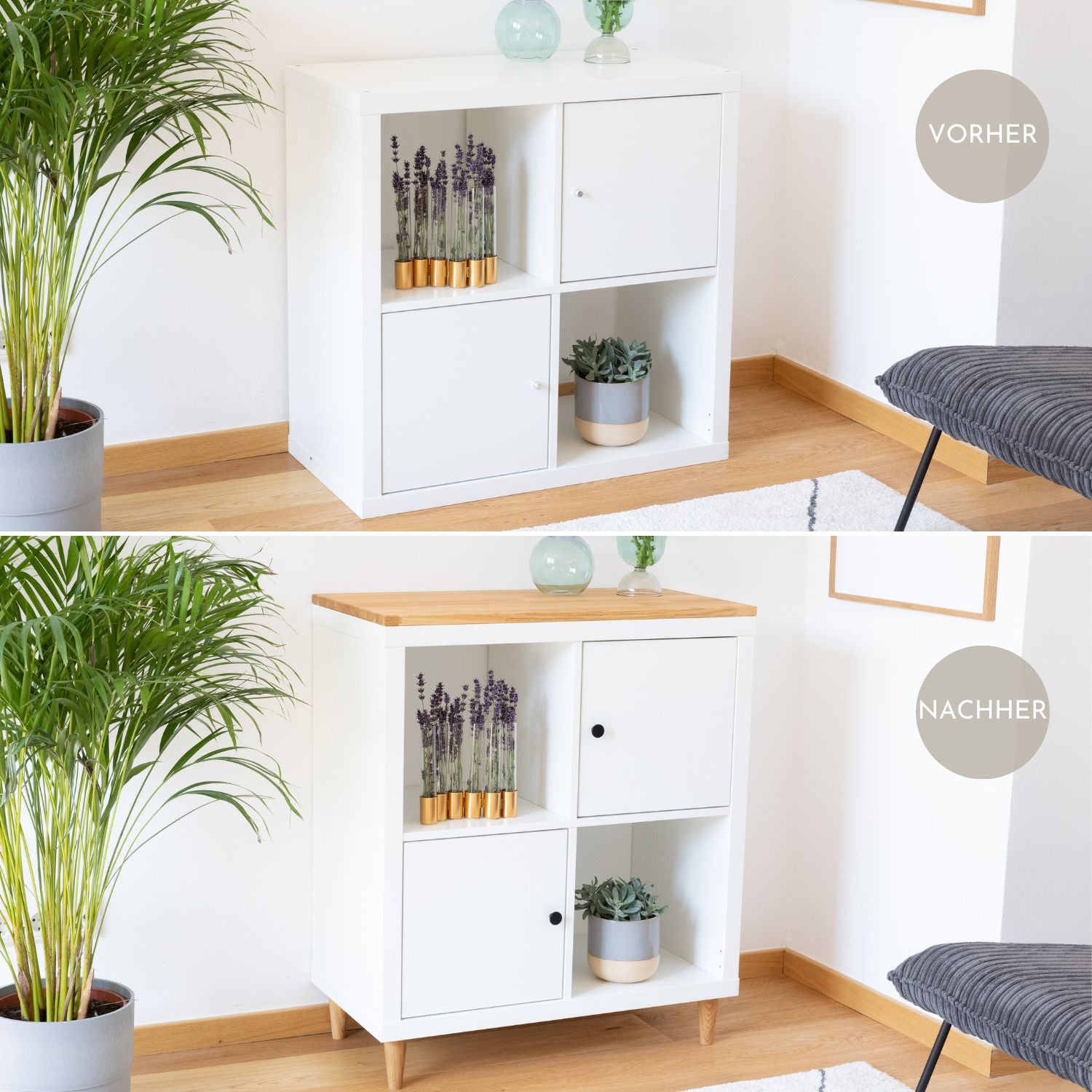 Upcycling Set für IKEA Kallax Regal 2 Fächer breit, 7-teilig - OMFORMO
