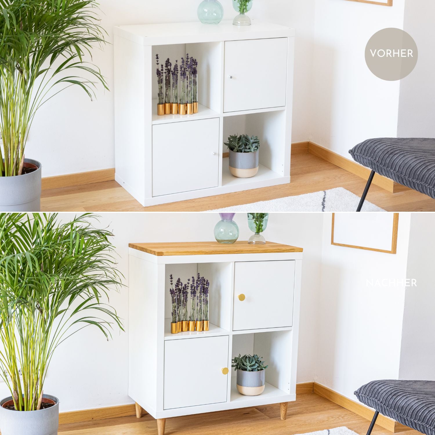 Upcycling Set für IKEA Kallax Regal 2 Fächer breit, 7-teilig - OMFORMO