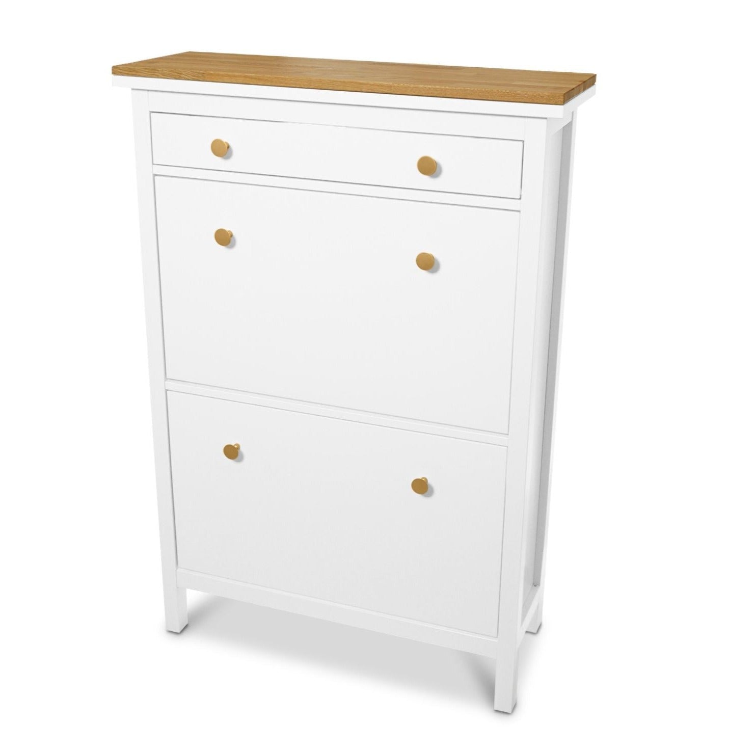 Set IKEA Hemnes Schuhschrank mit 2 Fächern, Möbelknöpfe nach Wahl - OMFORMO
