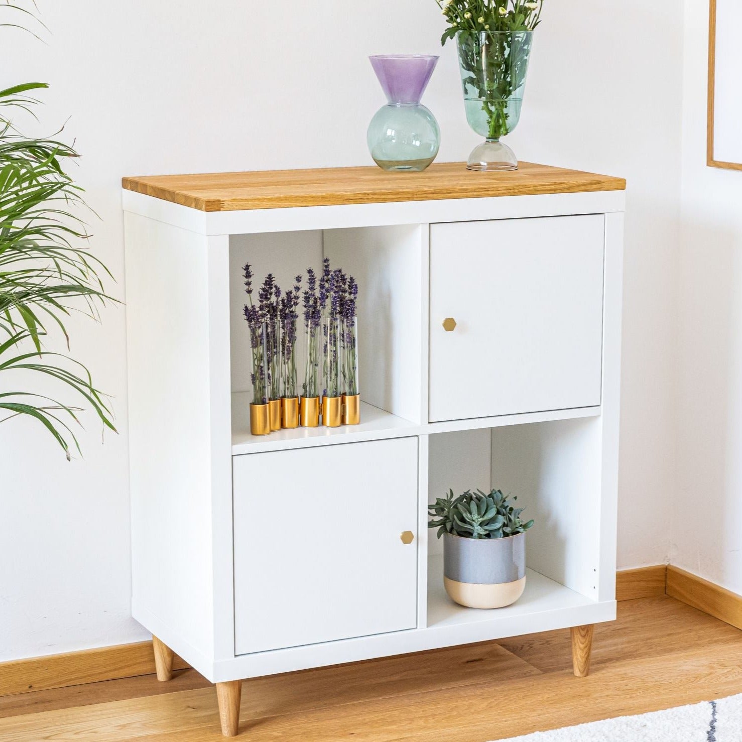 Möbelknopf Hexa Mini gold an Kallax Regal