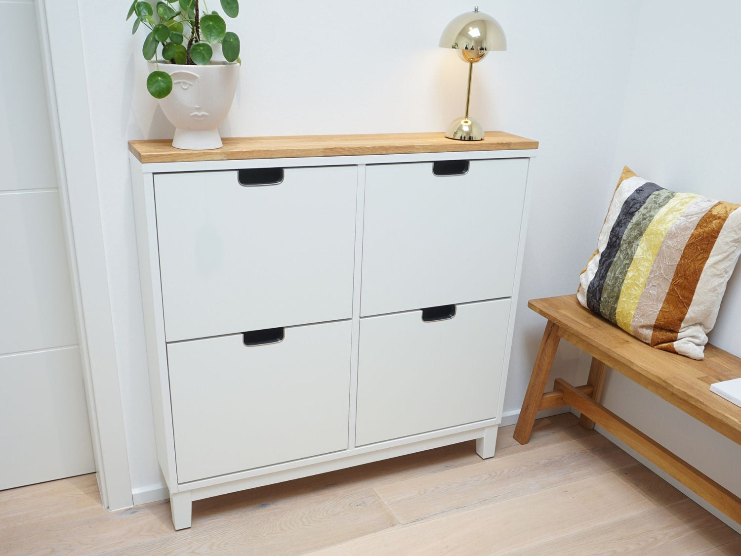 IKEA Ställ Schuhschrank mit Holzplatte aus Eiche Massivholz