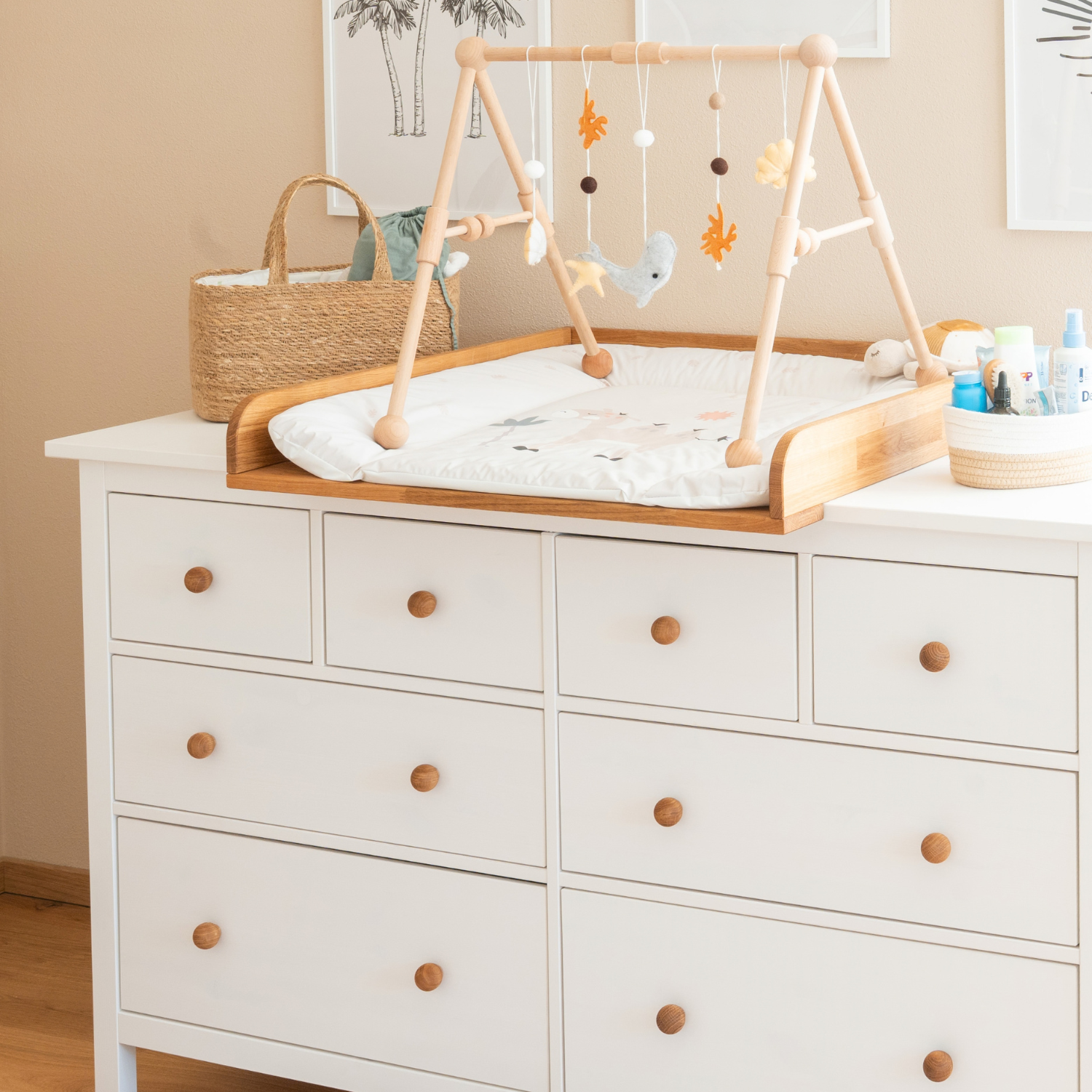 Wickelaufsatz MODULINO für IKEA Hemnes Kommode 160 cm – Eiche massiv