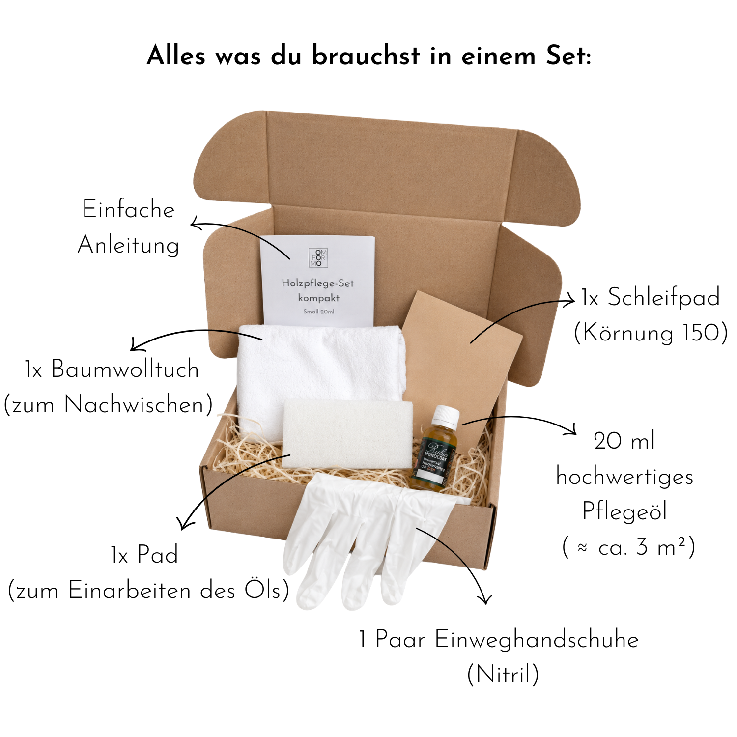 Pflegeöl-Set für Holzoberflächen | Auffrischen & Nachölen - OMFORMO