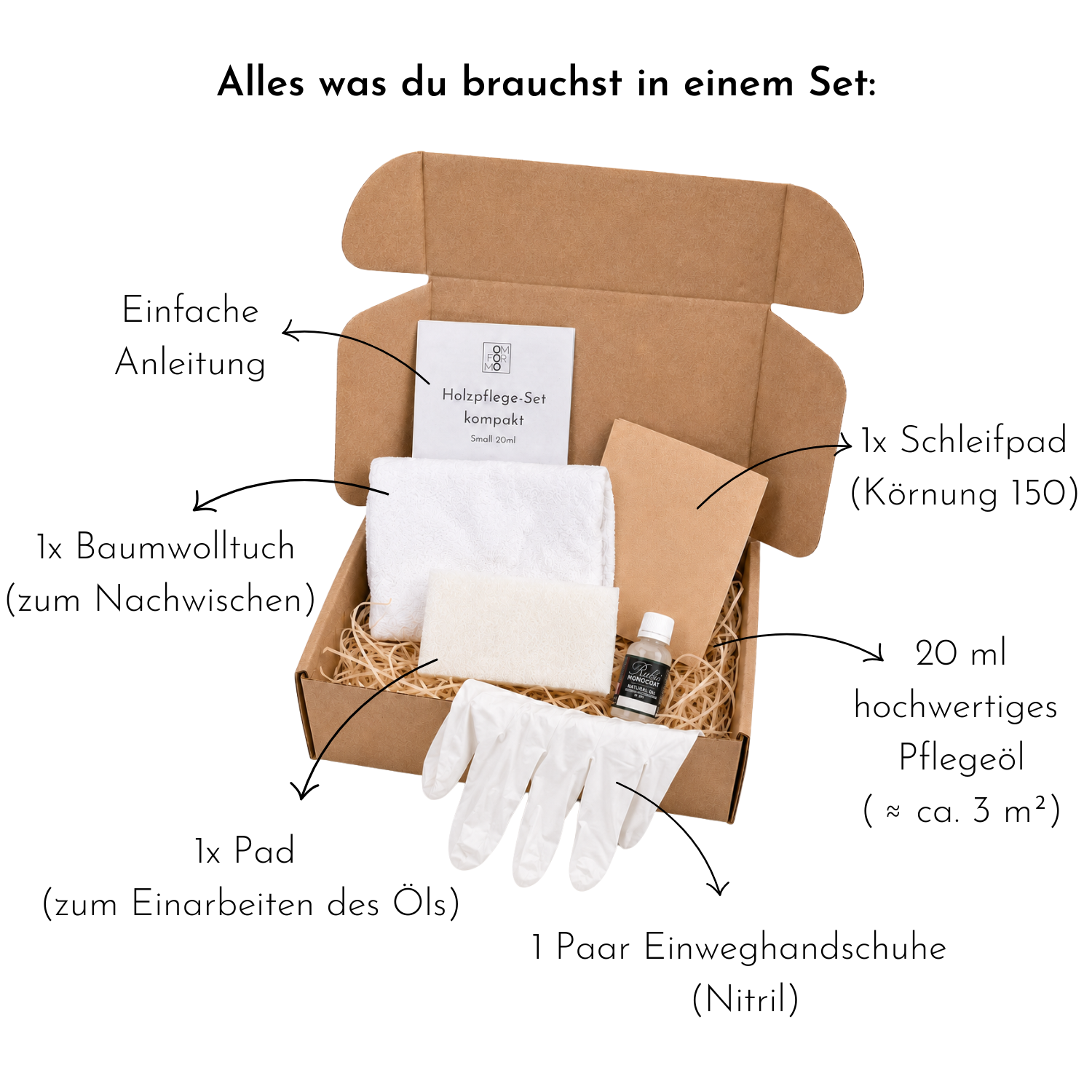 Pflegeöl-Set für Holzoberflächen | Auffrischen & Nachölen - OMFORMO