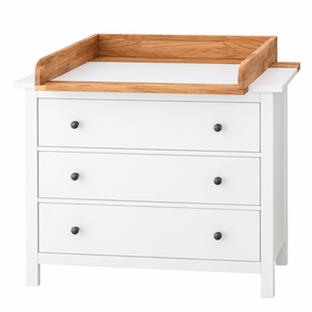 IKEA Hemnes Kommode 108 cm mit Wickelaufsatz Modulino von Omformo aus Eiche Massivholz Freistellbild