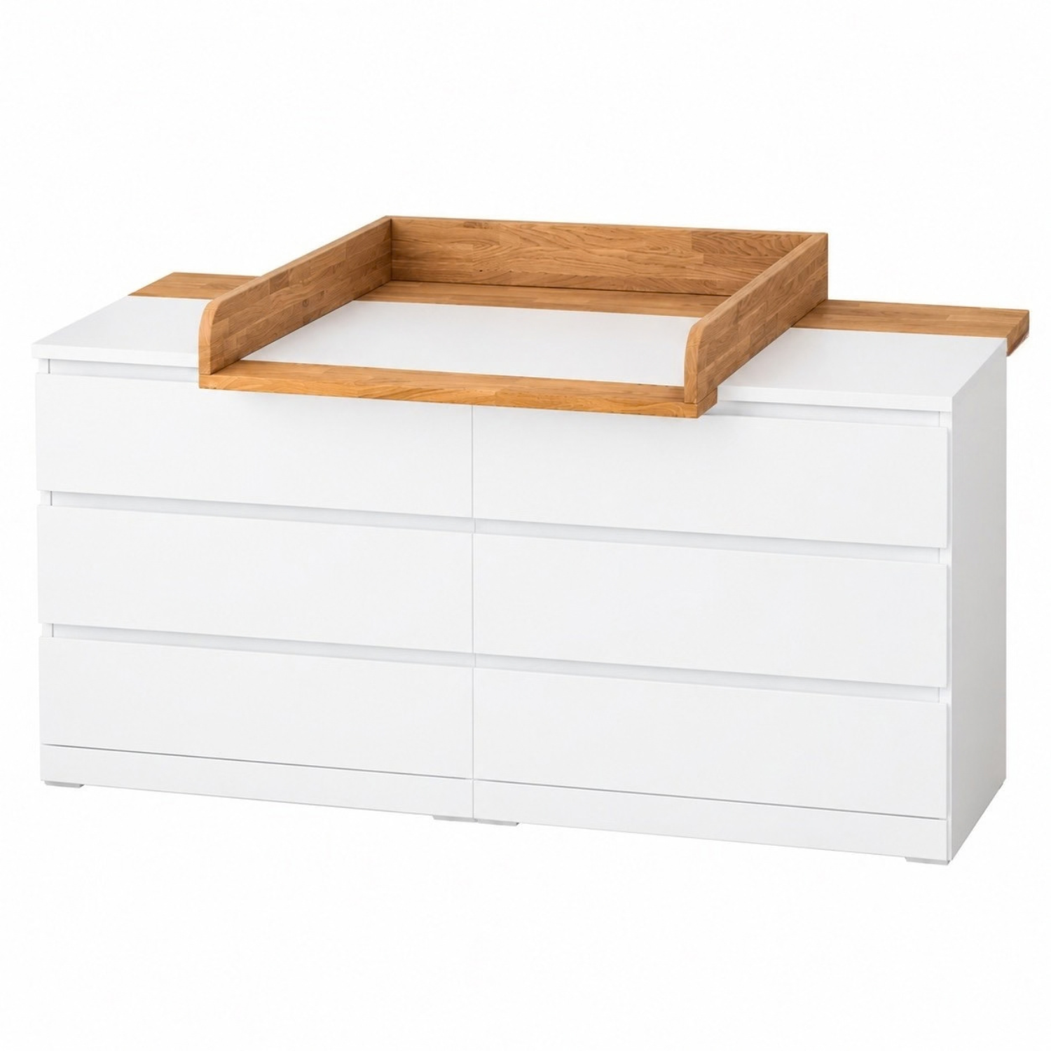 Feistellbild Wickelkommode Malm 160 cm mit Wickelaufsatz Modulino von Omfromo aus Eiche Massivholz