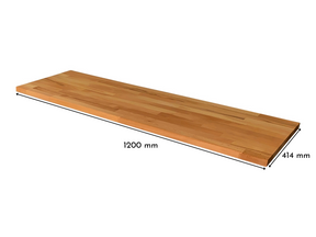 Besta 2 breit mit Massivholzdeckplatte in Kernbuche Natur geölt in 19 mm Stärke mit Bemaßung 1200 mm x 414 mm