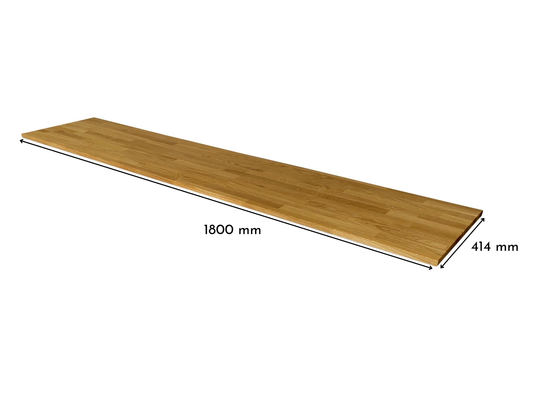 Besta 3 breit mit Massivholzdeckplatte in Eiche Natur geölt in 19 mm Stärke mit Bemaßung 1800 mm x 414 mm
