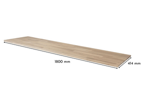 Besta 3 breit mit Massivholzdeckplatte in Eiche Weiß geölt in 19 mm Stärke mit Bemaßung 1800 mm x 414 mm 