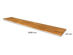 Besta 4 breit mit Massivholzdeckplatte in Kernbuche Natur geölt in 19 mm Stärke mit Bemaßung 2400 mm x 414 mm