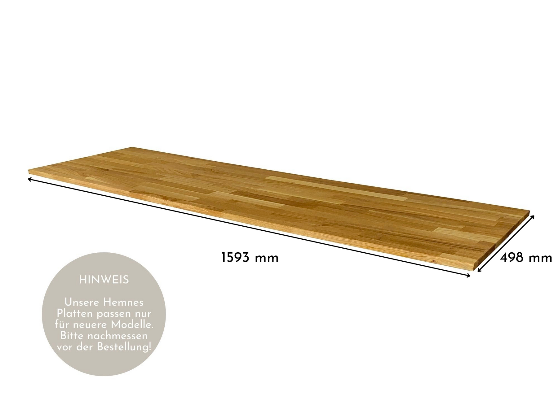 Deckplatte in Eiche Natur für Ikea Hemnes Kommode mit 8 Schubladen