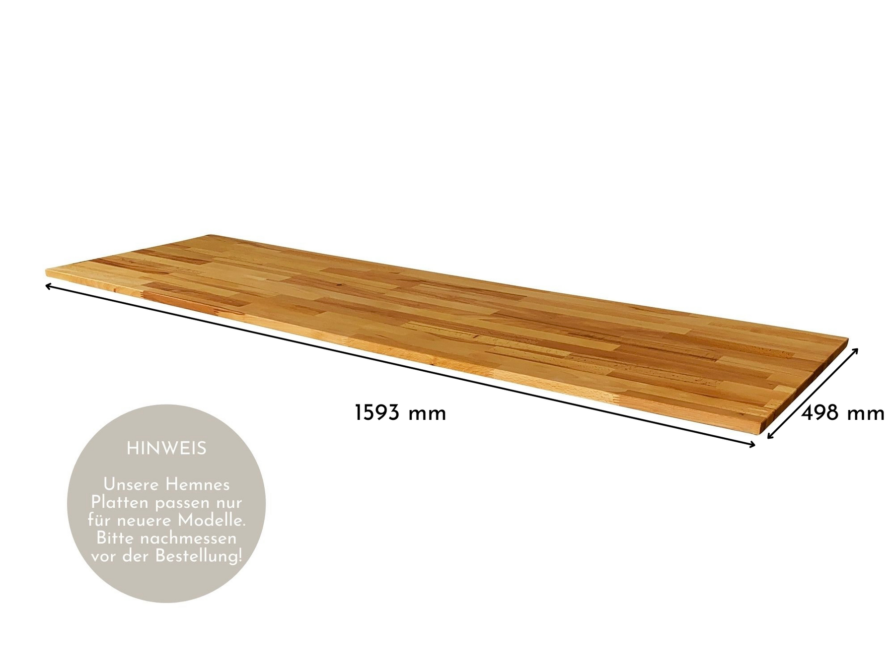 Deckplatte in Kernbuche für Ikea Hemnes Kommode mit 8 Schubladen