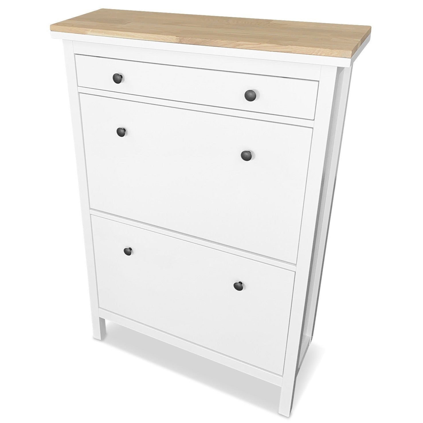 Ikea Hemnes Schuhschrank mit 2 Fächern mit Holzplatte in Eiche Weiß