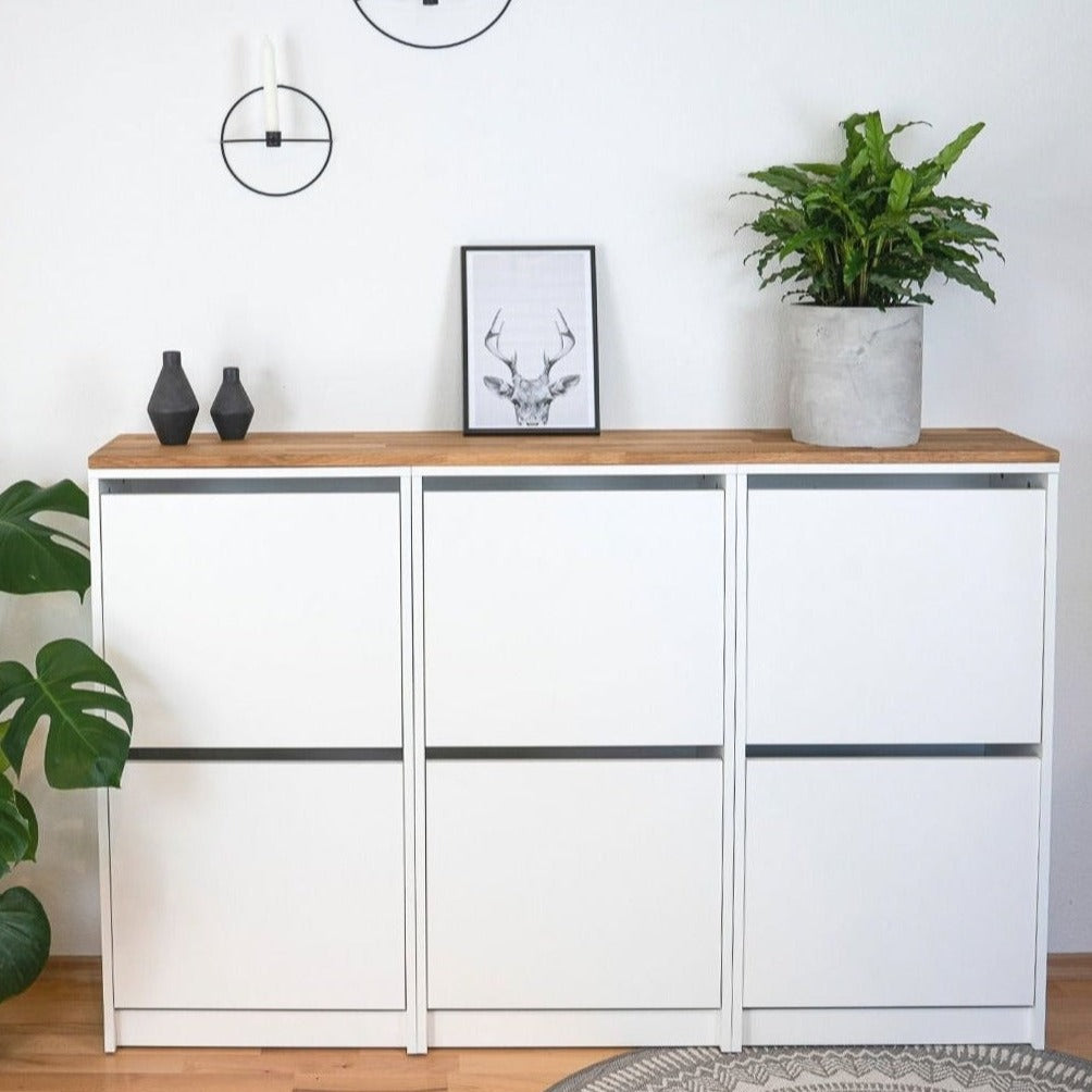 Ikea Bissa Schuhschrank mit Deckplatte aus Eichenholz