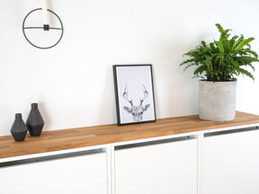 Ikea Bissa 3 mit Holzplatte in Eiche Natur als Wohnbeispiel im Detail