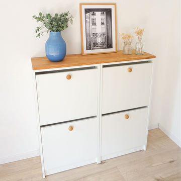 Holzplatte für IKEA Bissa Schuhschrank 2 Fächer breit