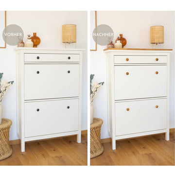 Upcycling Set für IKEA Hemnes Schuhschrank mit 2 Fächern, 7-teilig