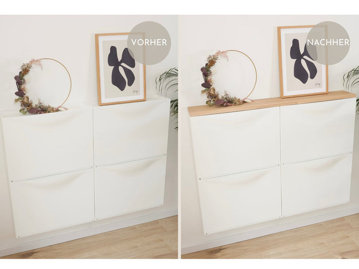 Holzplatte für IKEA Trones Schuhschrank 2 Fächer breit