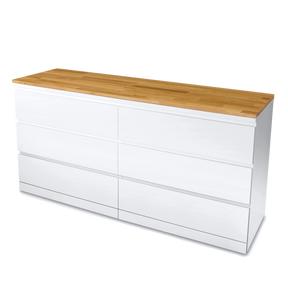 Ikea Malm Kommode mit Deckplatte aus Eichenholz, Natur geölt, Freistellbild