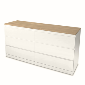 Ikea Malm Kommode mit Deckplatte aus Eichenholz, Weiß geölt, Freistellbild