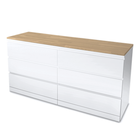 Ikea Malm Kommode mit Deckplatte aus Eichenholz, Weiß geölt, Freistellbild