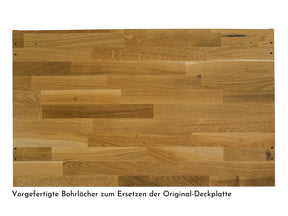 Malm Kommode mit Massivholzdeckplatte aus Eiche Natur geölt Holzstruktur Unterseite mit Bohrlöcher