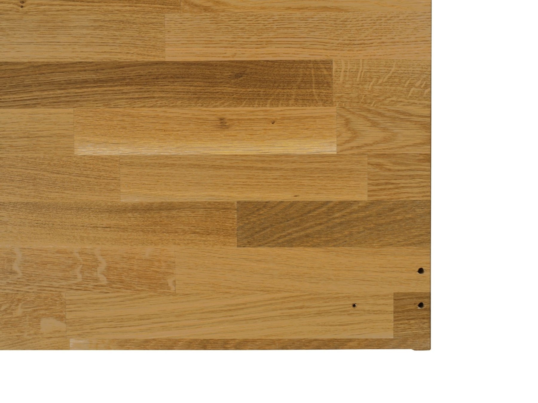 Malm Kommode mit Massivholzdeckplatte aus Eiche Natur geölt Unterseite mit Bohrlöcher Detailbild
