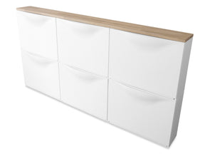 Ikea Trones Schuhschrank 3 Fächer breit mit Deckplatte in Eiche Weiß geölt 