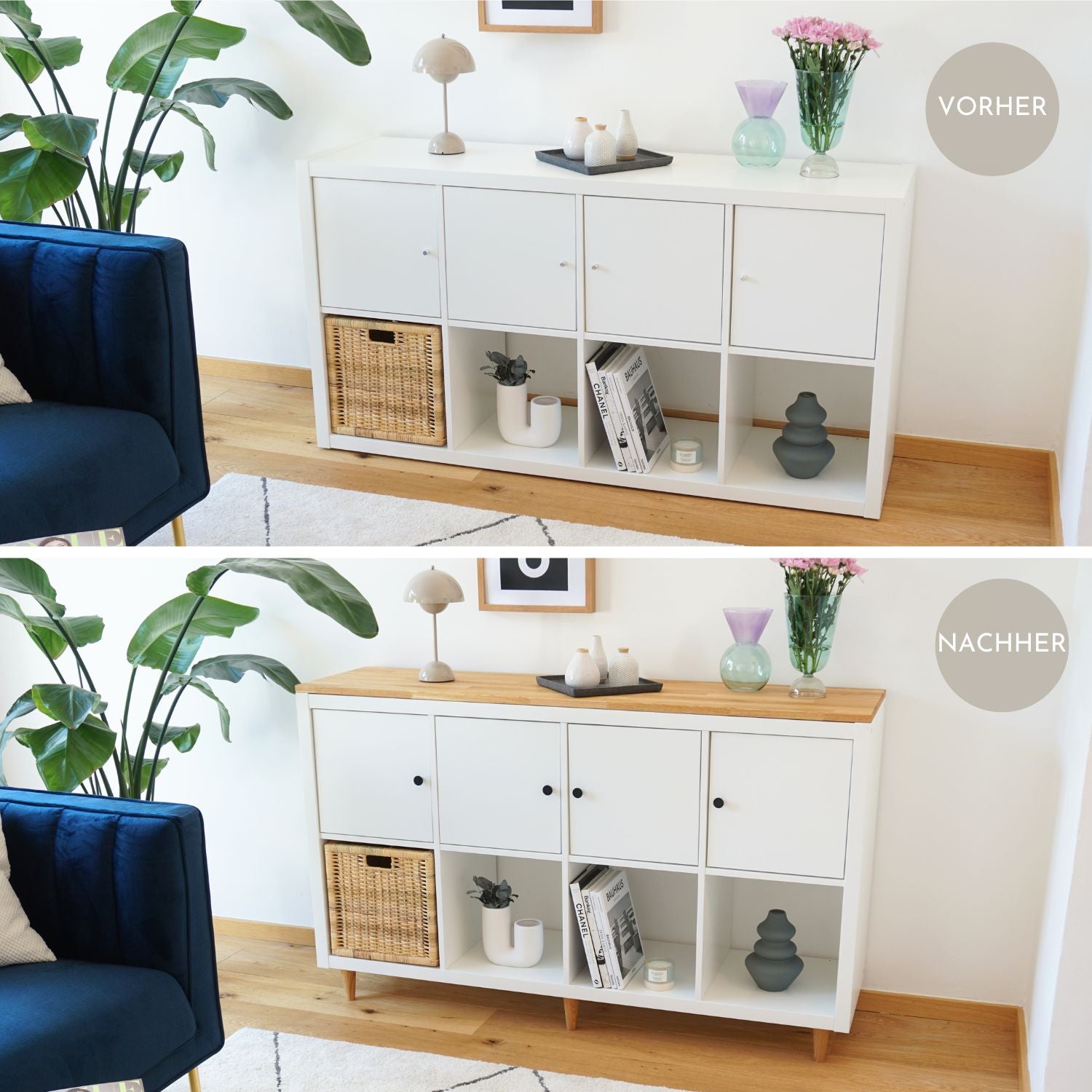 Upcycling Set für IKEA Kallax Regal 4 Fächer breit, 11-teilig - OMFORMO