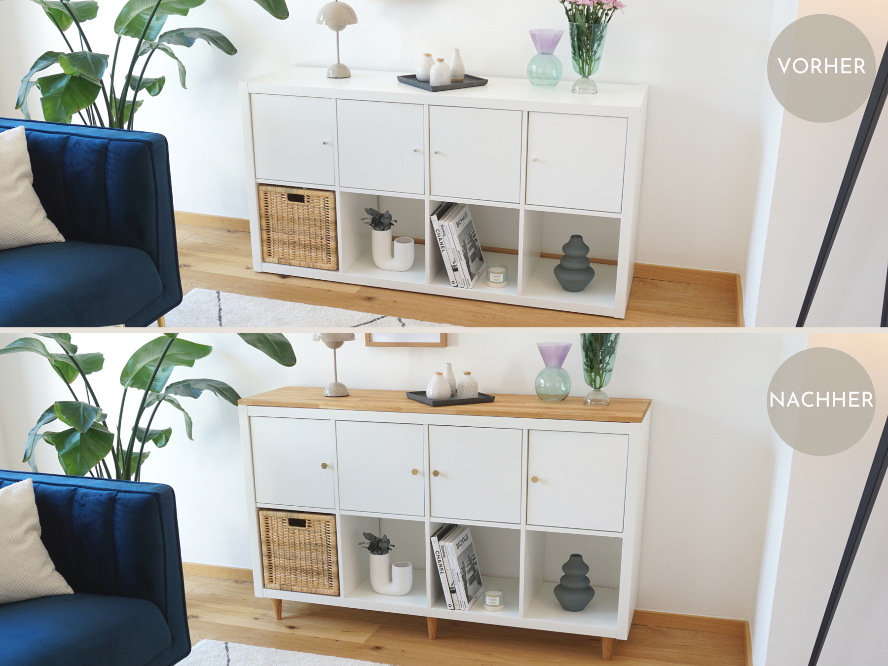 Holzplatte für IKEA Kallax Regal 4 Fächer breit - OMFORMO