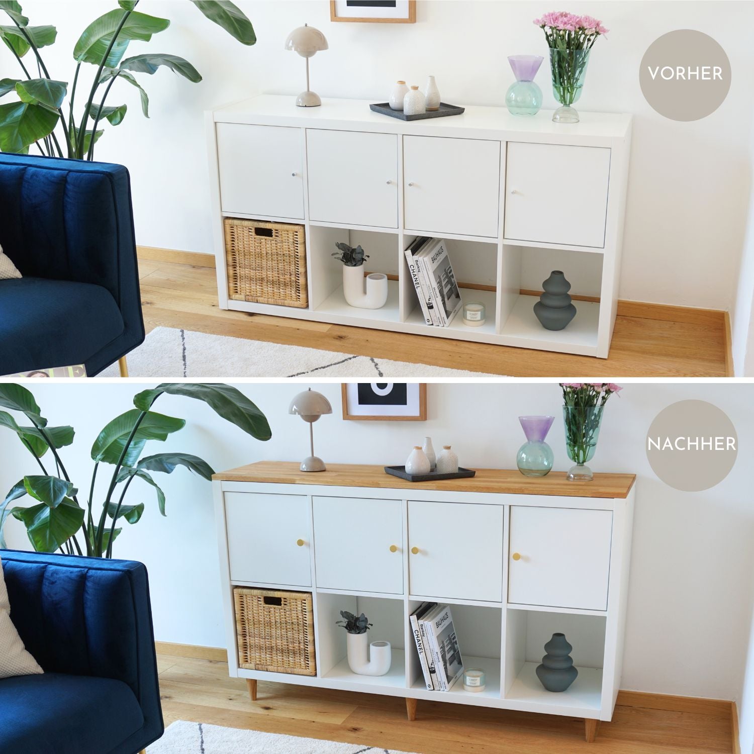 Upcycling Set für IKEA Kallax Regal 4 Fächer breit, 11-teilig - OMFORMO