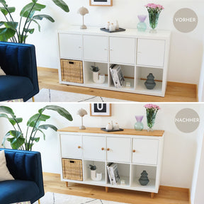 Upcycling Set für IKEA Kallax Regal 4 Fächer breit, 11-teilig - OMFORMO